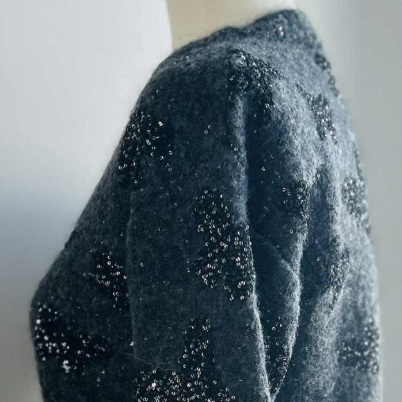 Brunello Cucinelli Heather Charcoal Mohair Wool Blend Sweater w/ Sequins – EU M - Picture 4 of 13